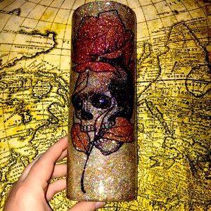 Rose skull epoxy tumbler